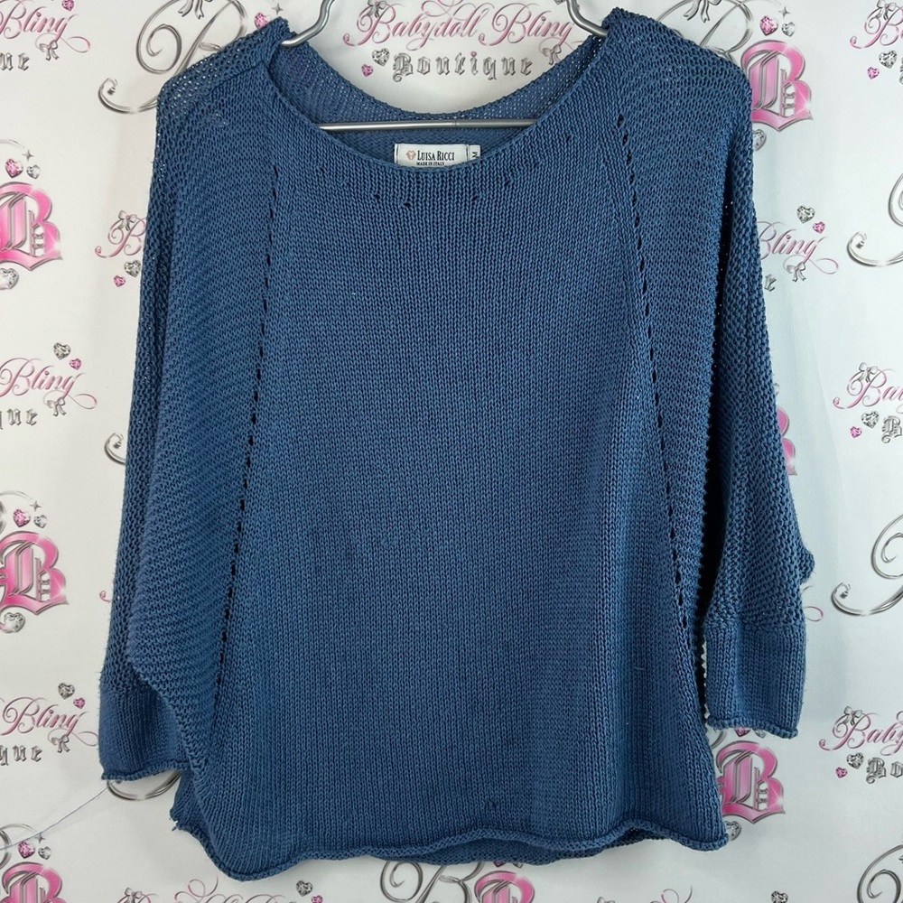 Luisa Ricci sweater knit knitted deep royal Blue Box Women's Blue Knit Sweater